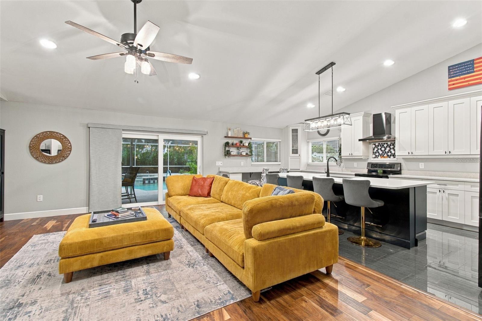 Open family room & kitchen
