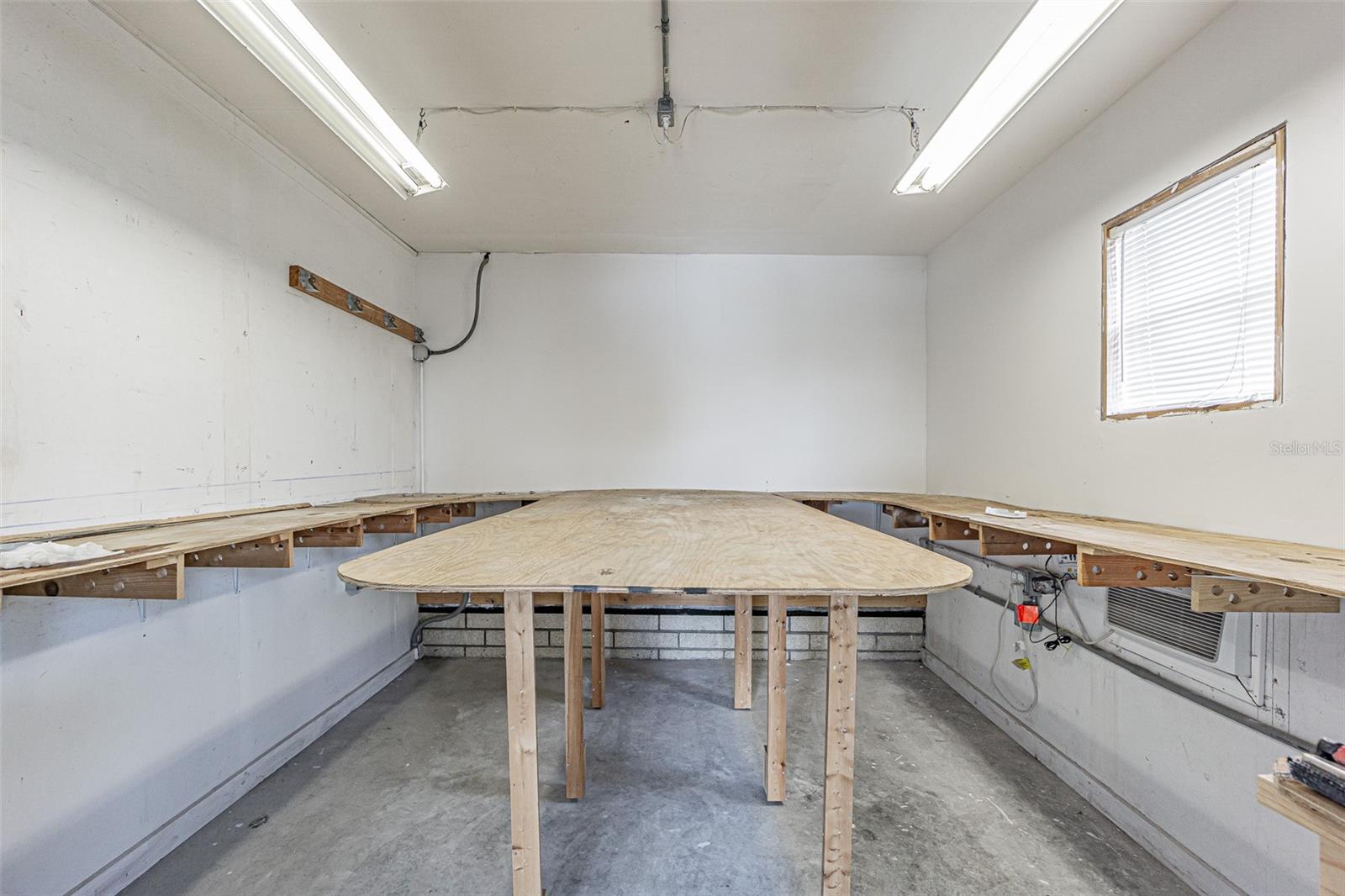 Shed set up for train set, hobby or workroom