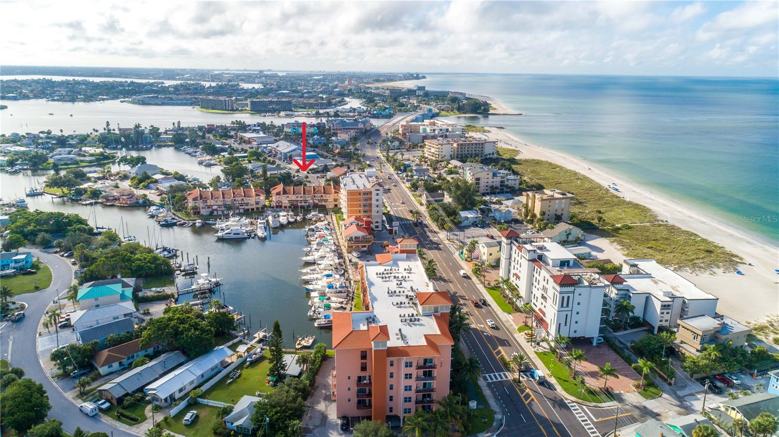 Madeira Bay Townhomes situated between the Gulf and the Intracoastal Waterways