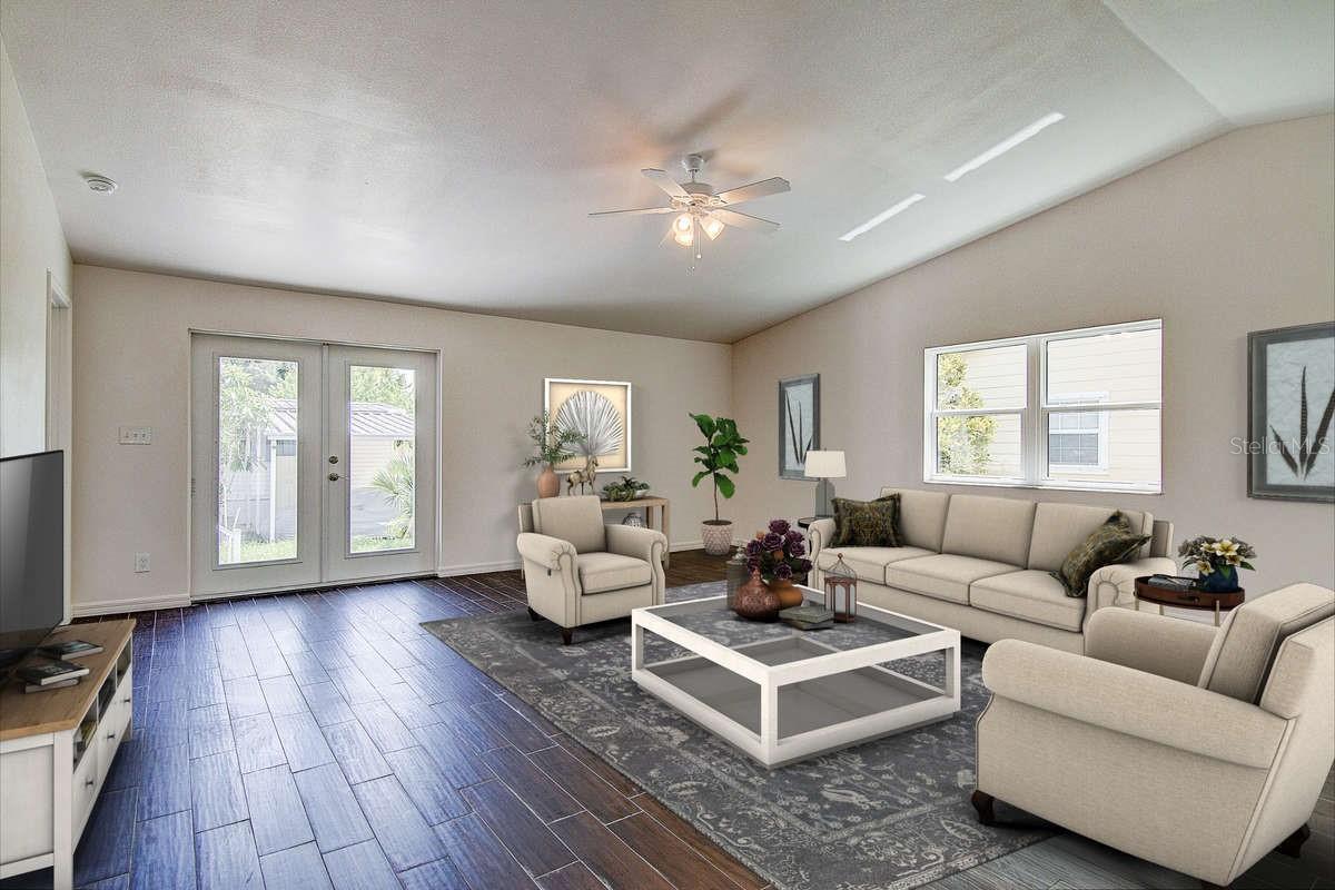 Living Room has vaulted cielings