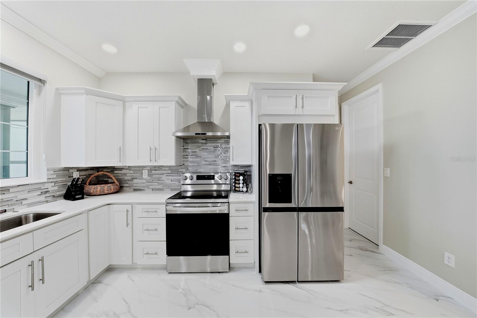 Kitchen with stainless steel appliances