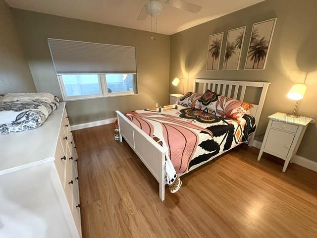 Primary bedroom is beautifully furnished.