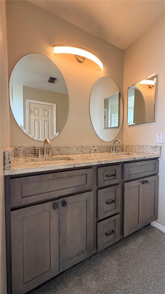 Master bath dressing area with double vanity