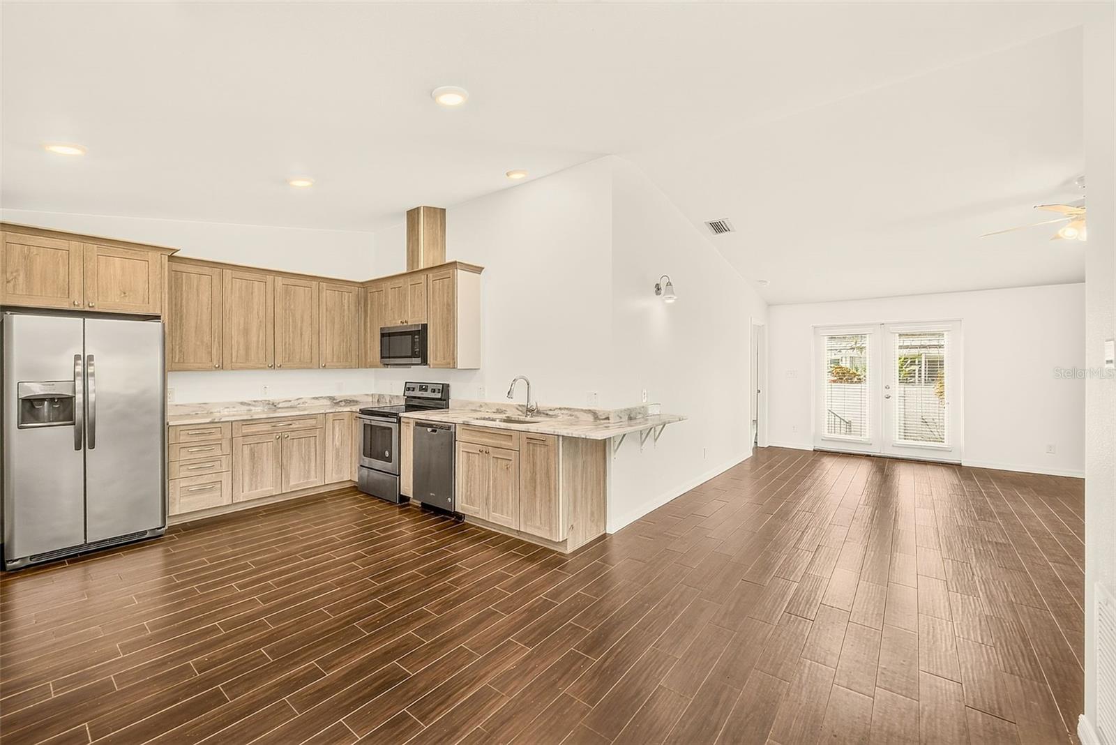 Kitchen is open to the living room