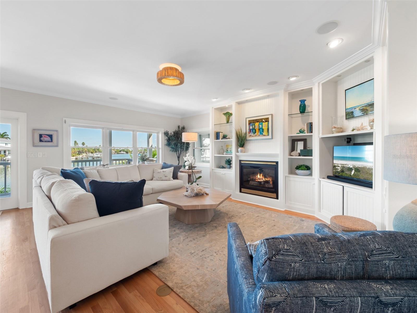 Lots of Built-ins with gas fireplace.