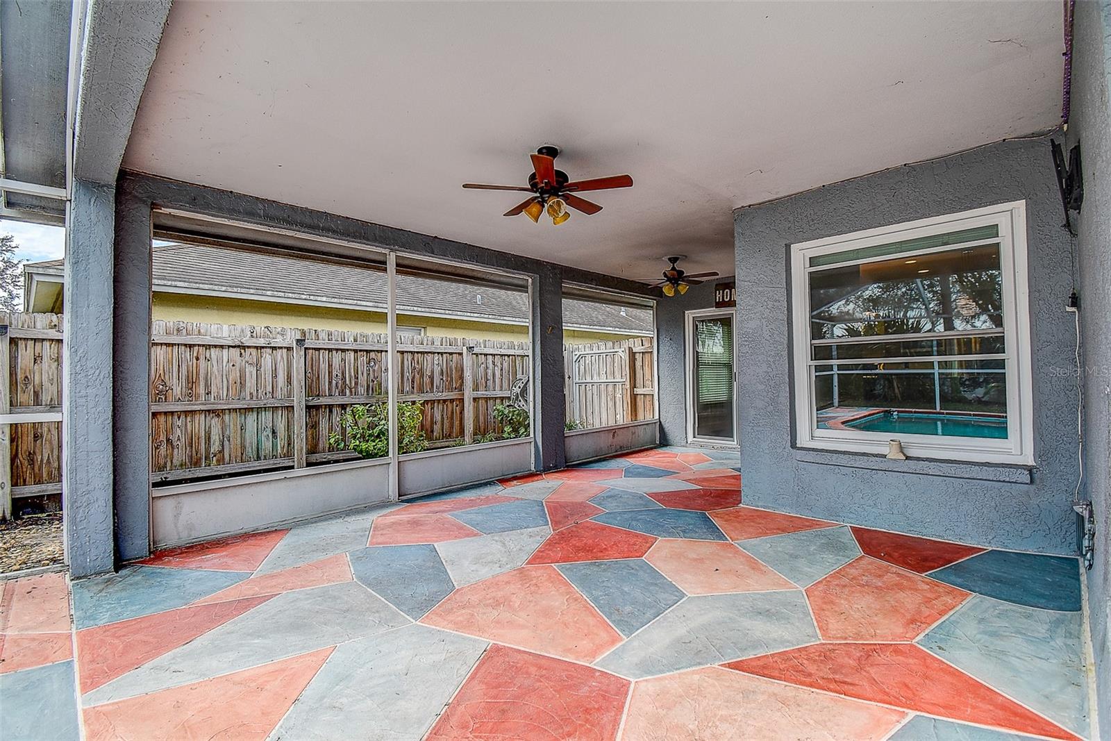 From the end of the patio toward family room