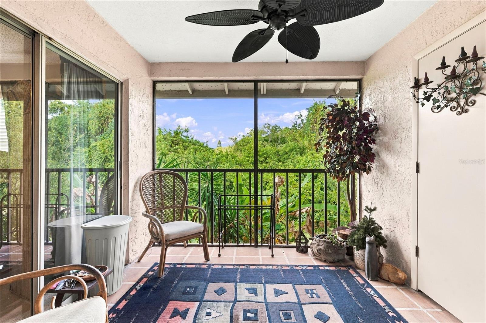 Balcony overlooking green space