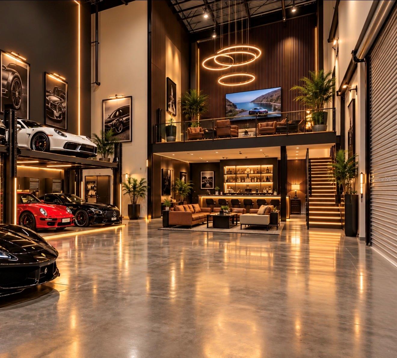 AI rendering of car collectors vault & lounge