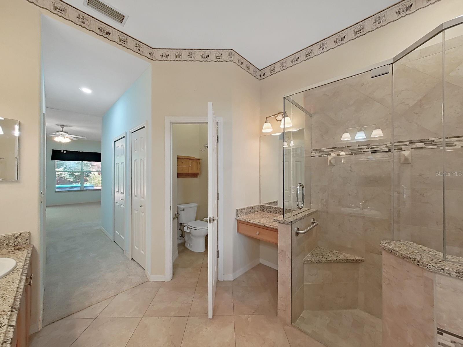 Private Water Closet ~ Bench in Shower