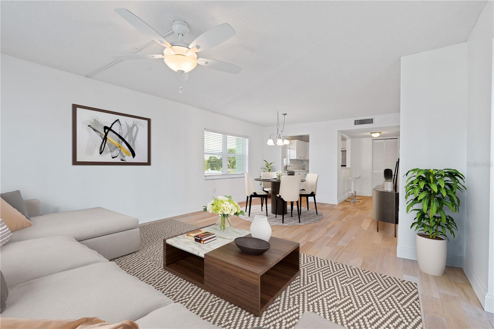 Kitchen area with breakfast bar showing