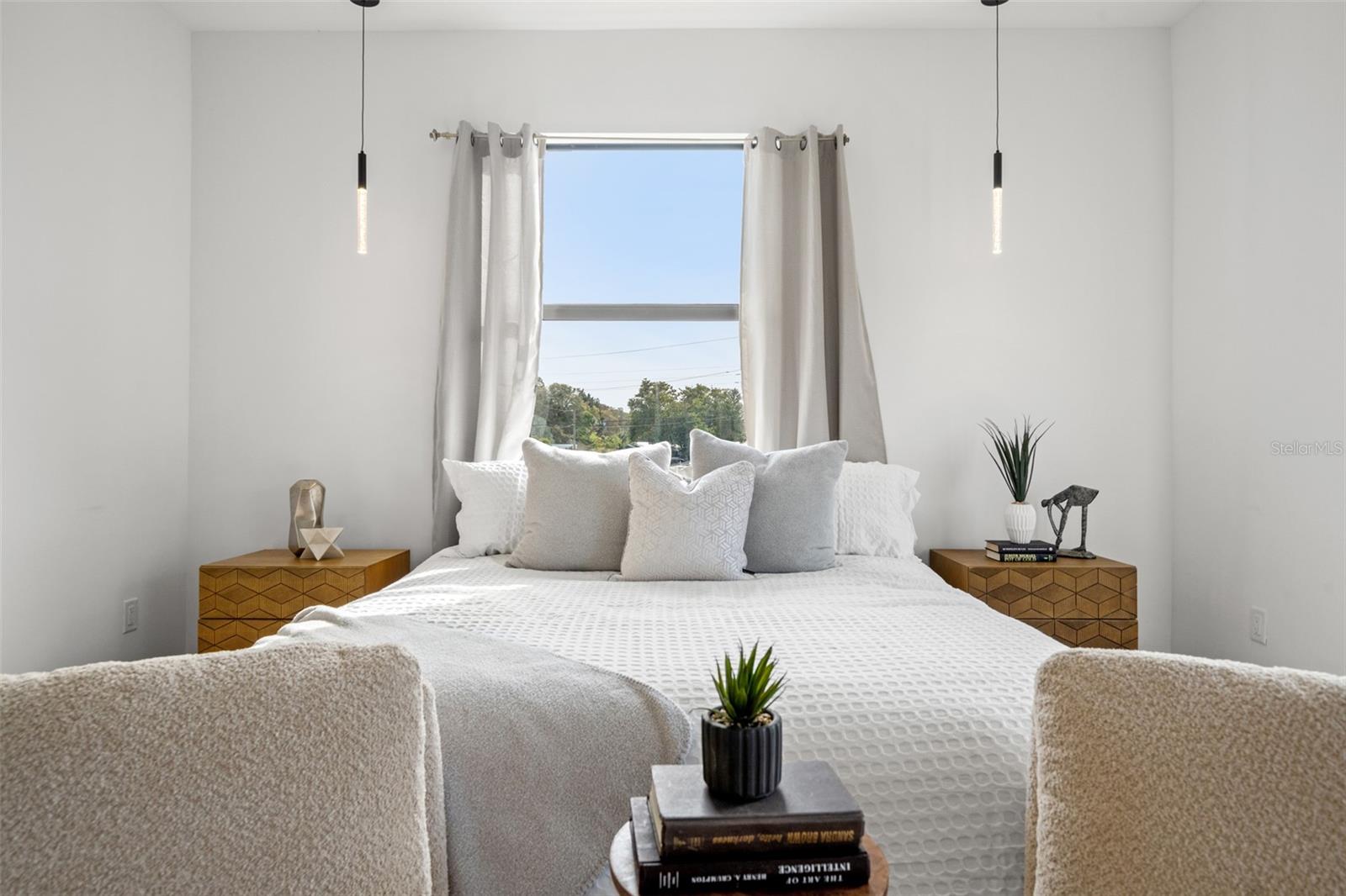 Bedroom in a completed model residence