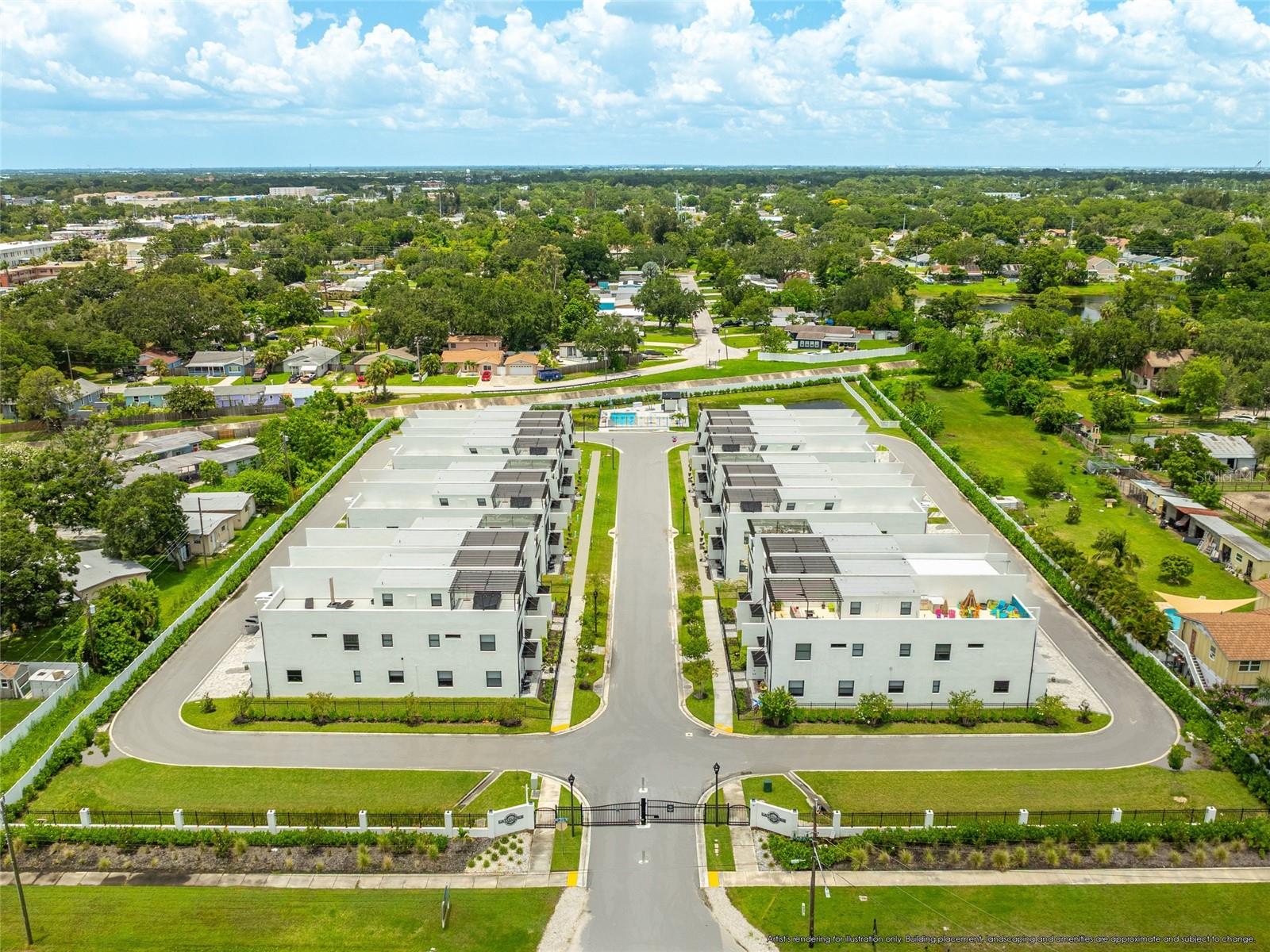 Community aerial rendering at full build-out