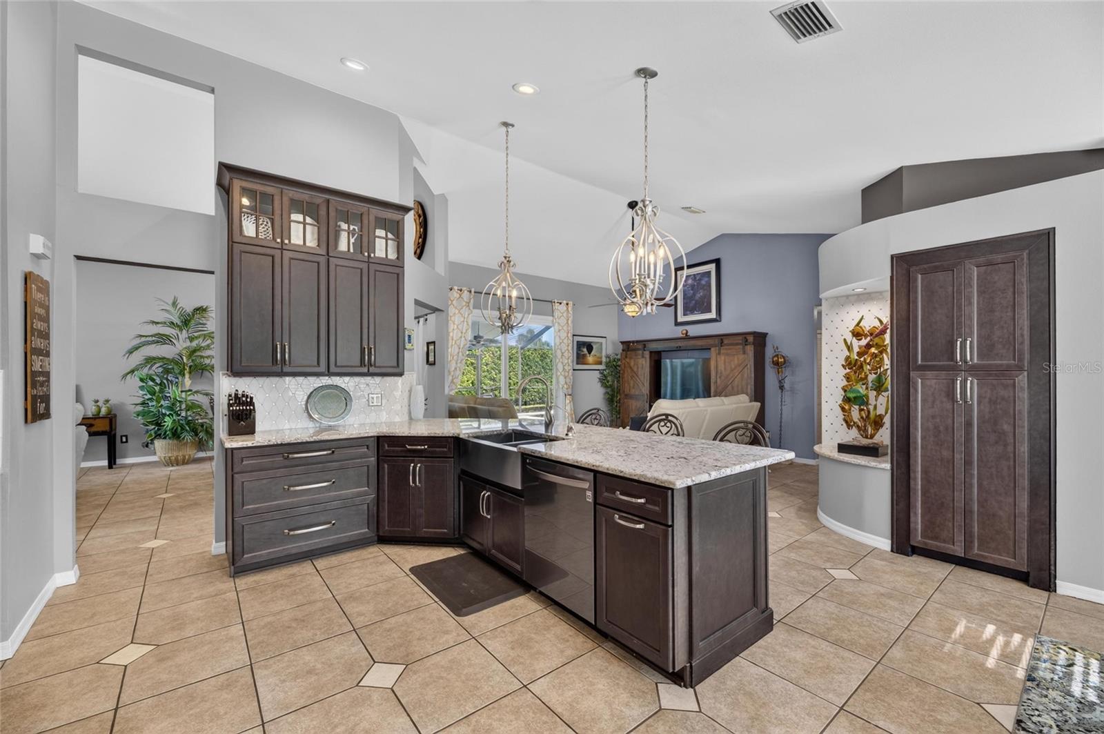 Kitchen and family room area