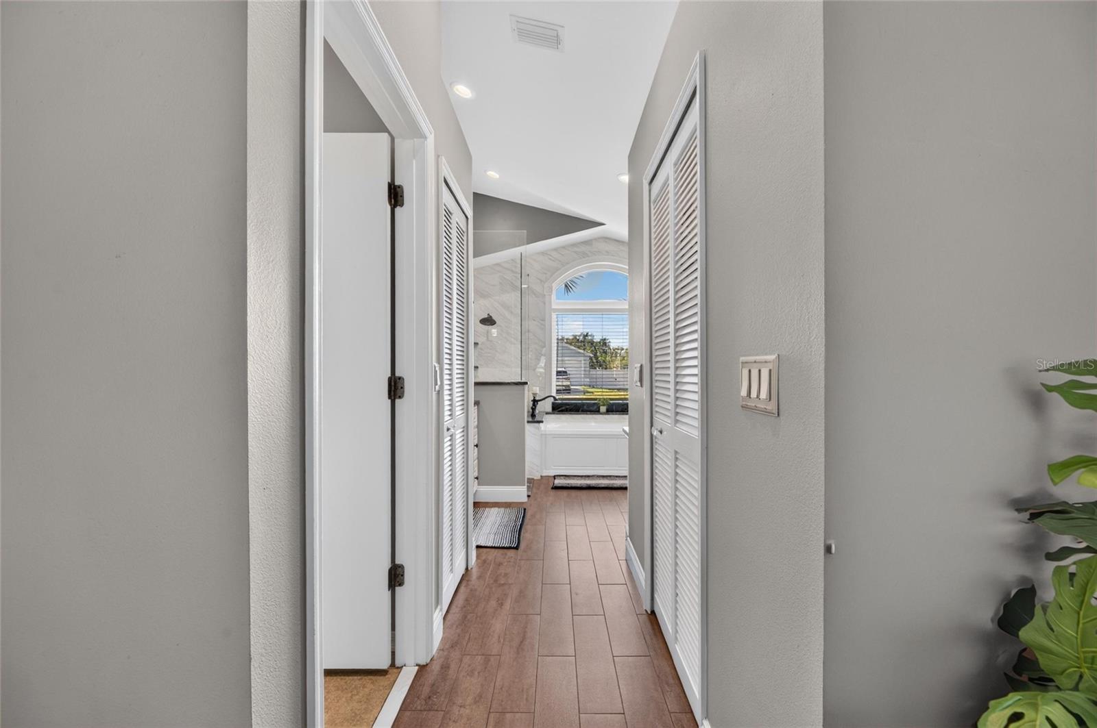 Hall to master bath