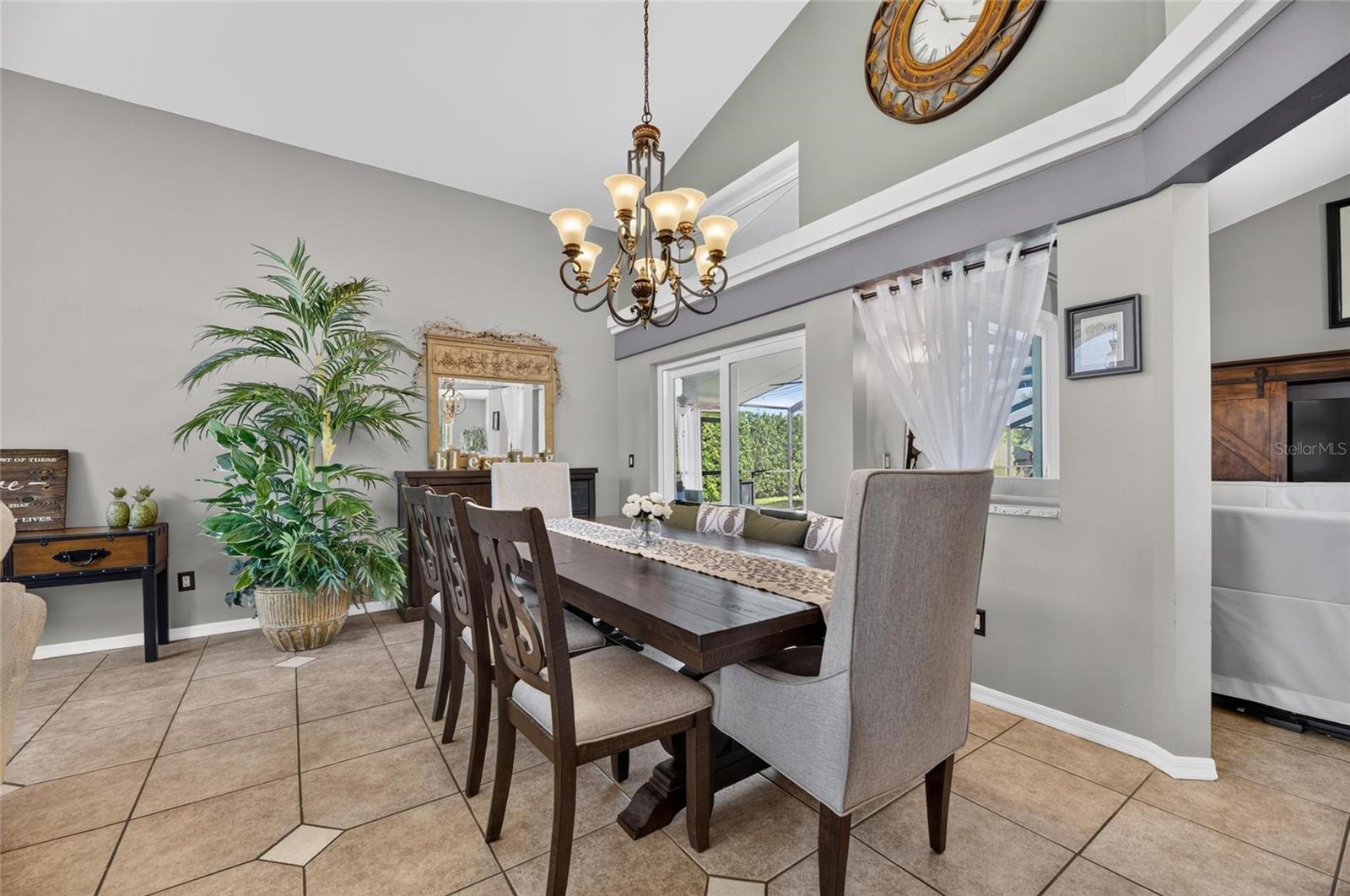 Dining Room with sliders out to Covered Patio