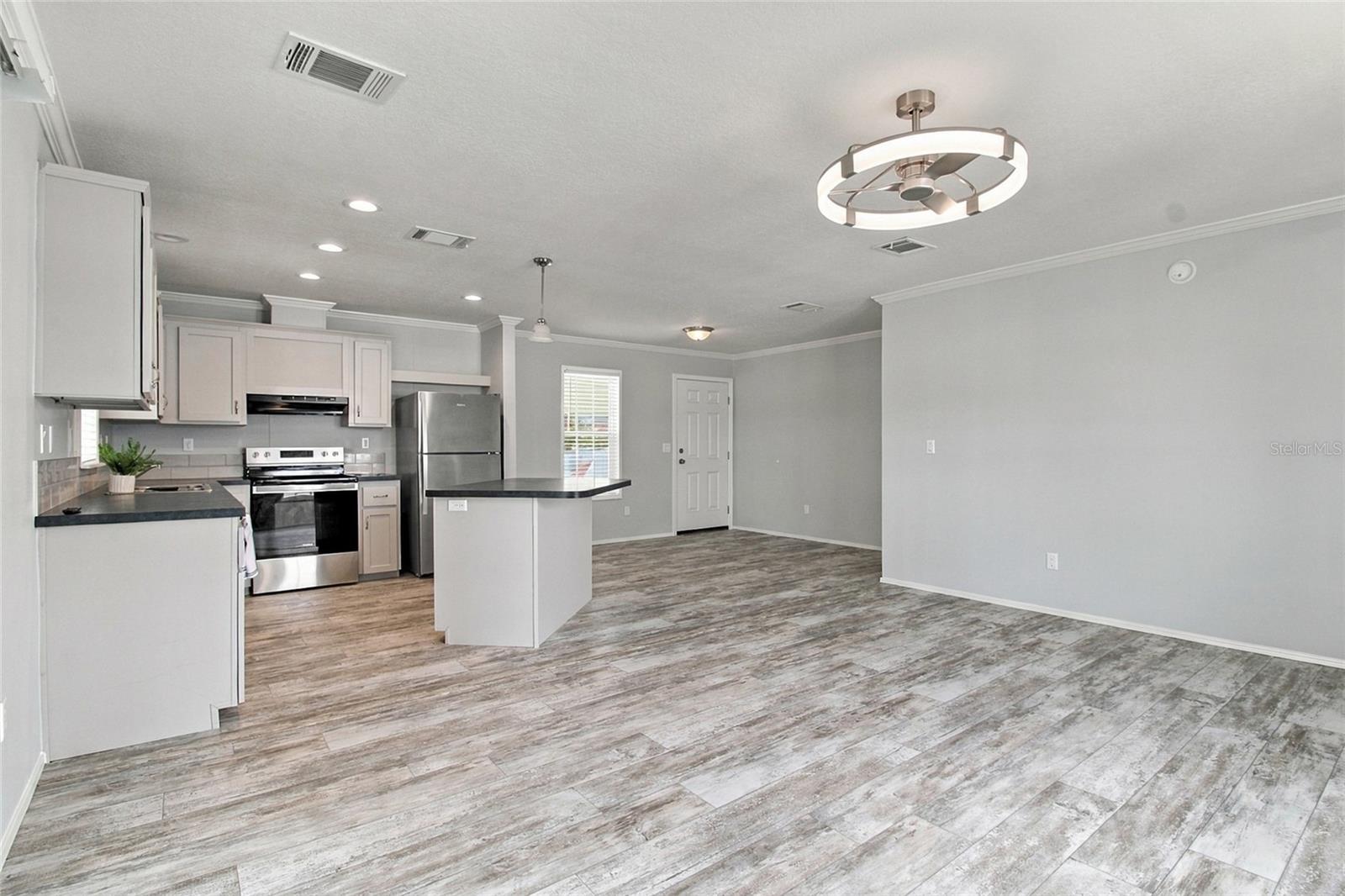 Open Concept Kitchen, LR & DR