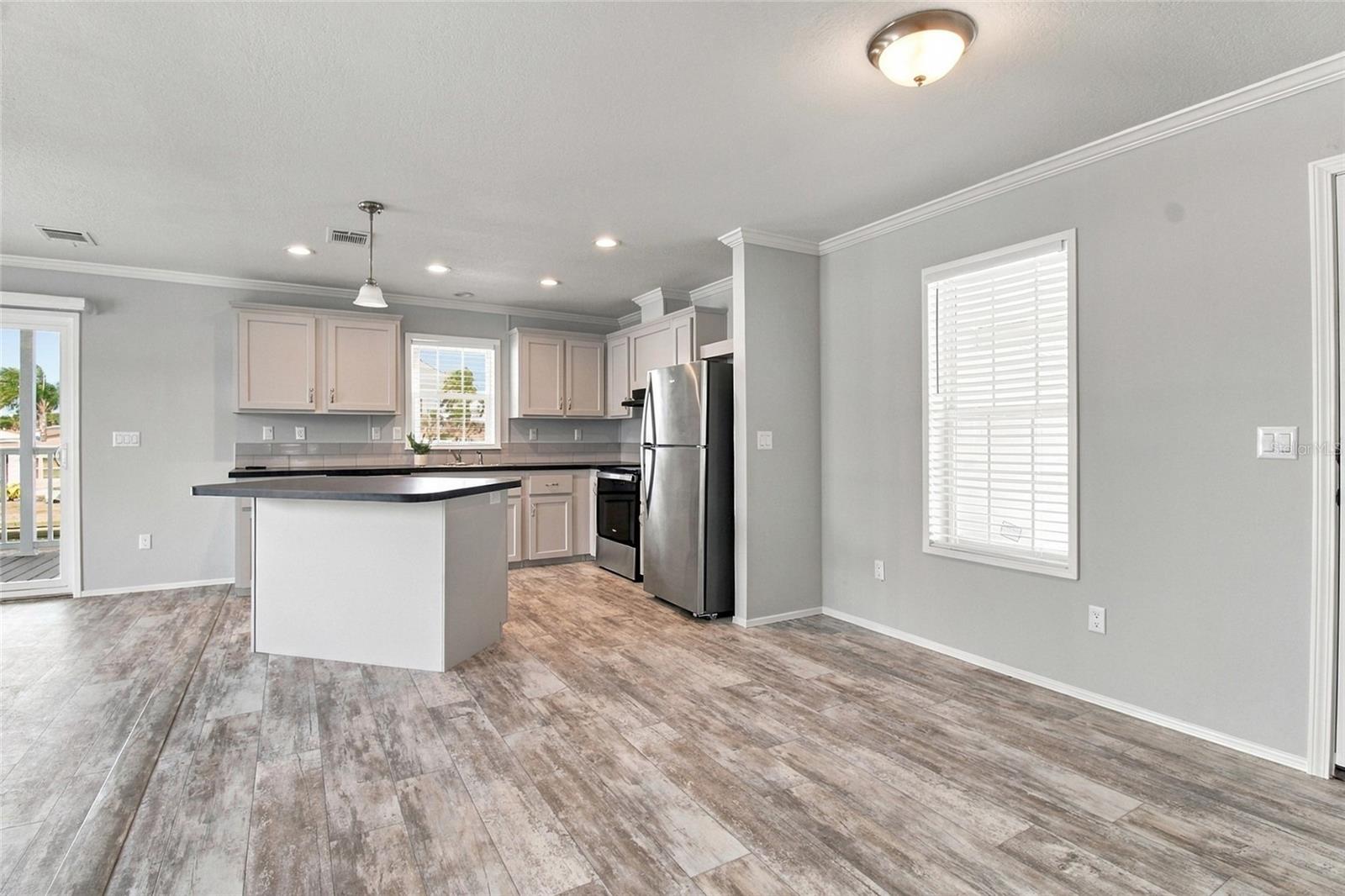 Entrance into Open Concept Kitchen, LR & DR