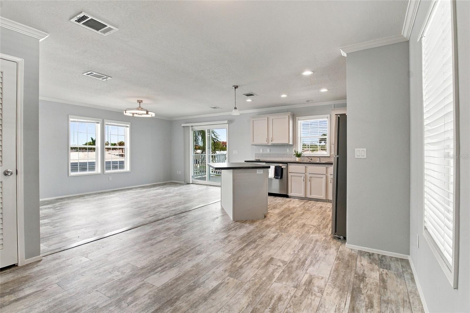 Open Concept Kitchen, LR & DR