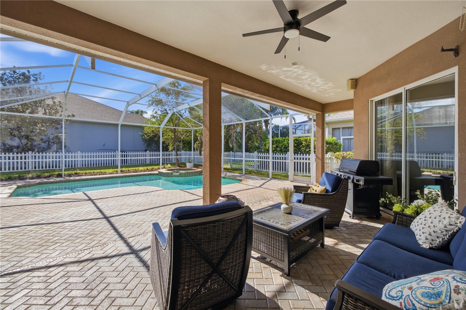 Covered entertainment and dining area.