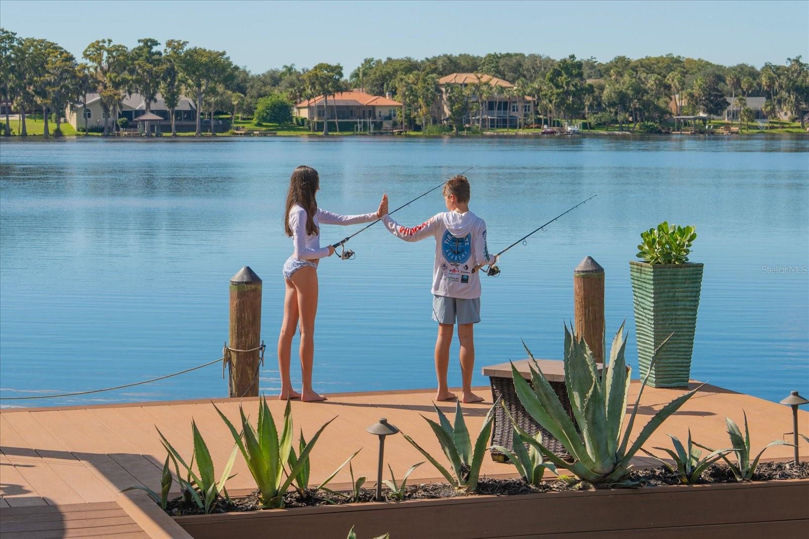 Amazing Fishing straight off your dock!