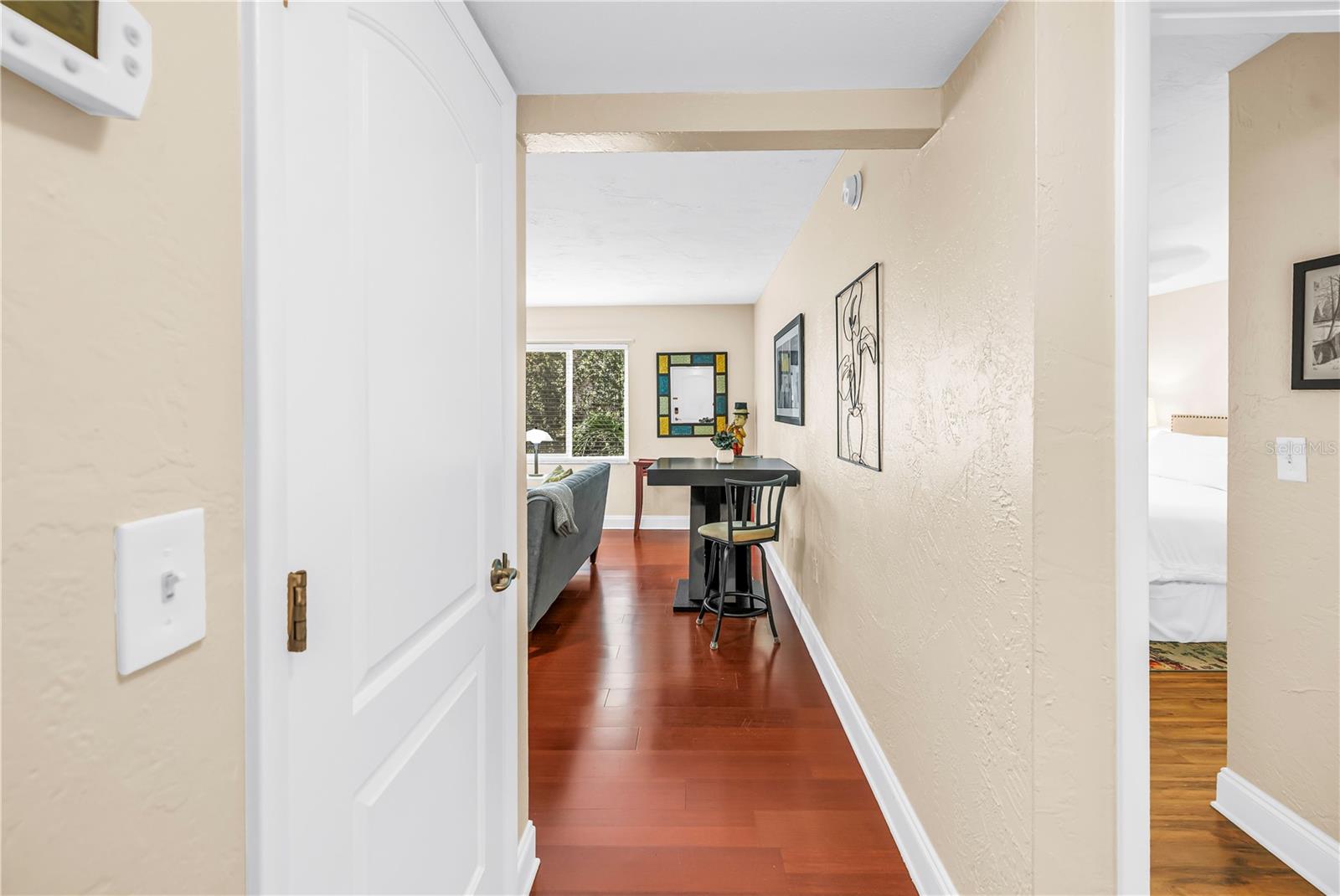 Foyer-Brazillian Cherry engineered wood floors.