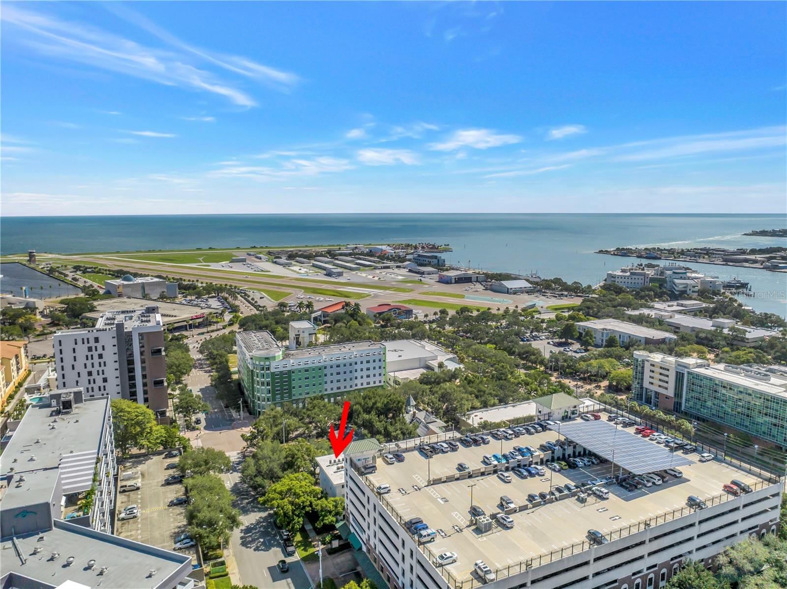 Notice the runway in the background. That is Albert Whitted Airport. It's is historical for the first commercial airline flight from St. Petersburg to Tampa.  Small planes and helicopters only.