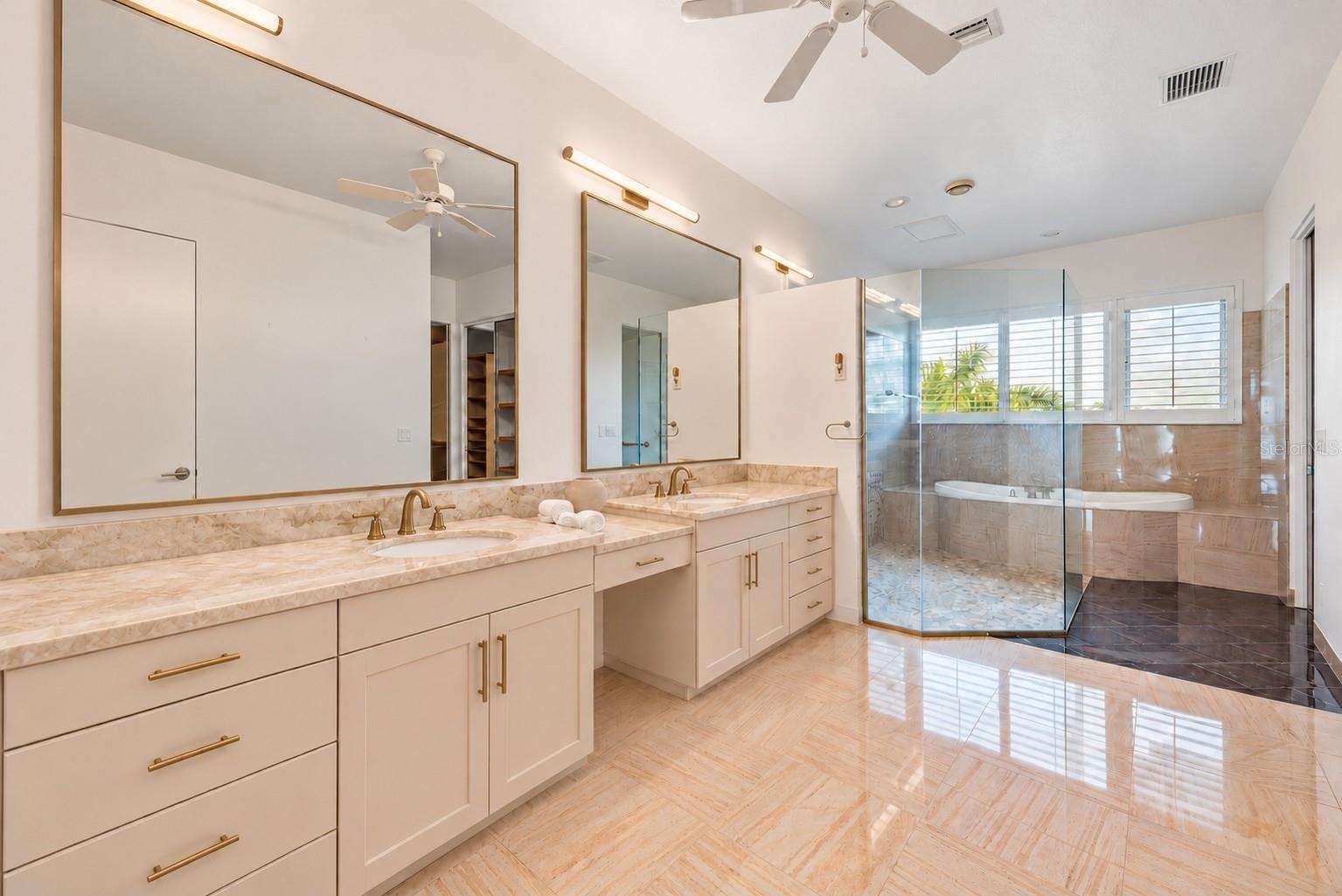 Virtual Renovation showing updated Primary Bath Vanities
