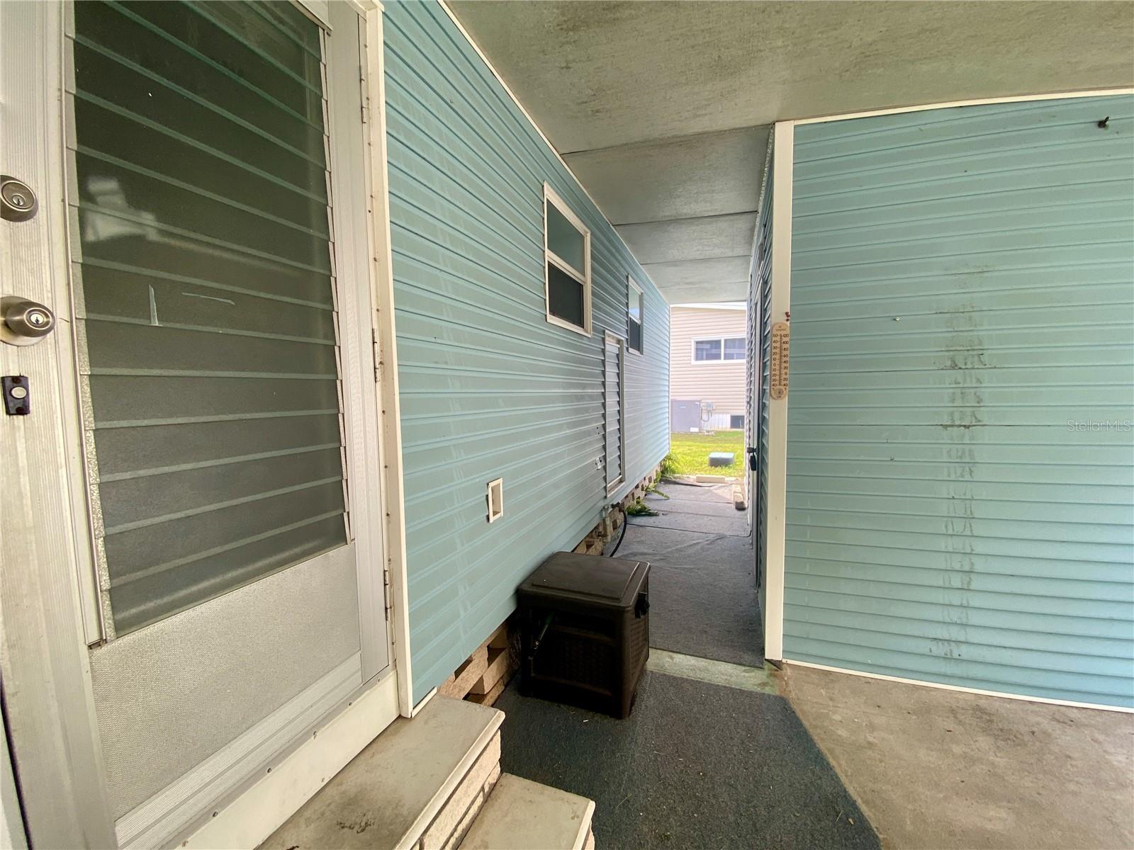 Breezeway to Laundry room and storage