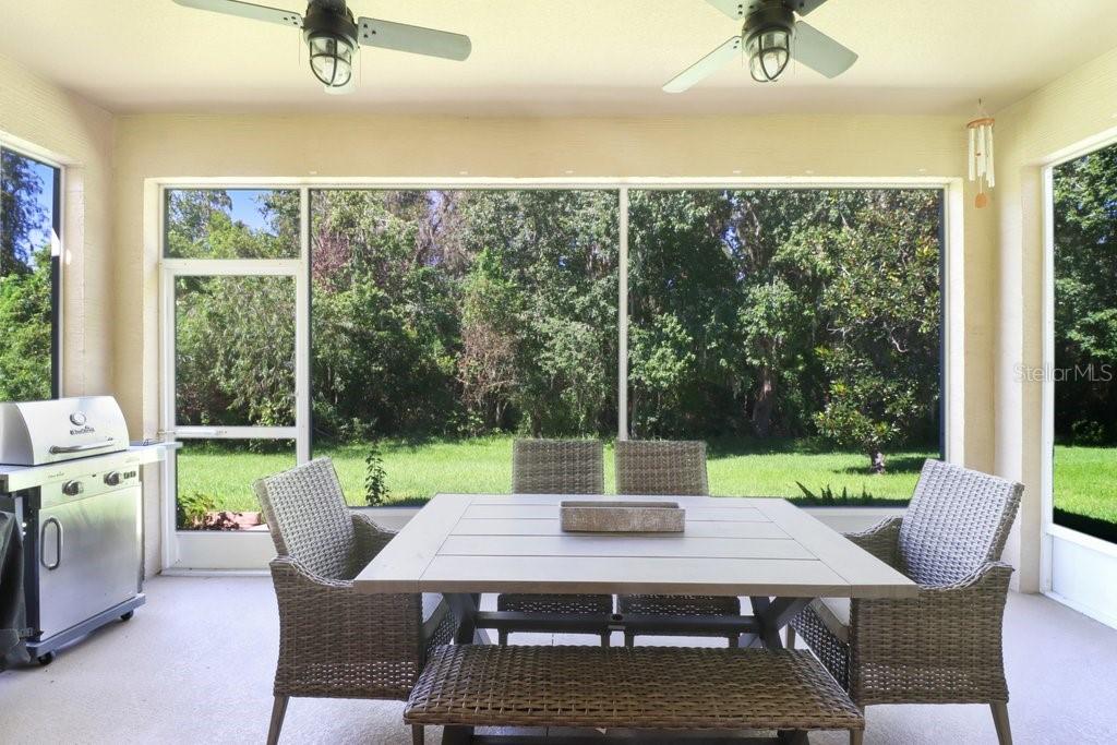Screened rear porch with view to conservation