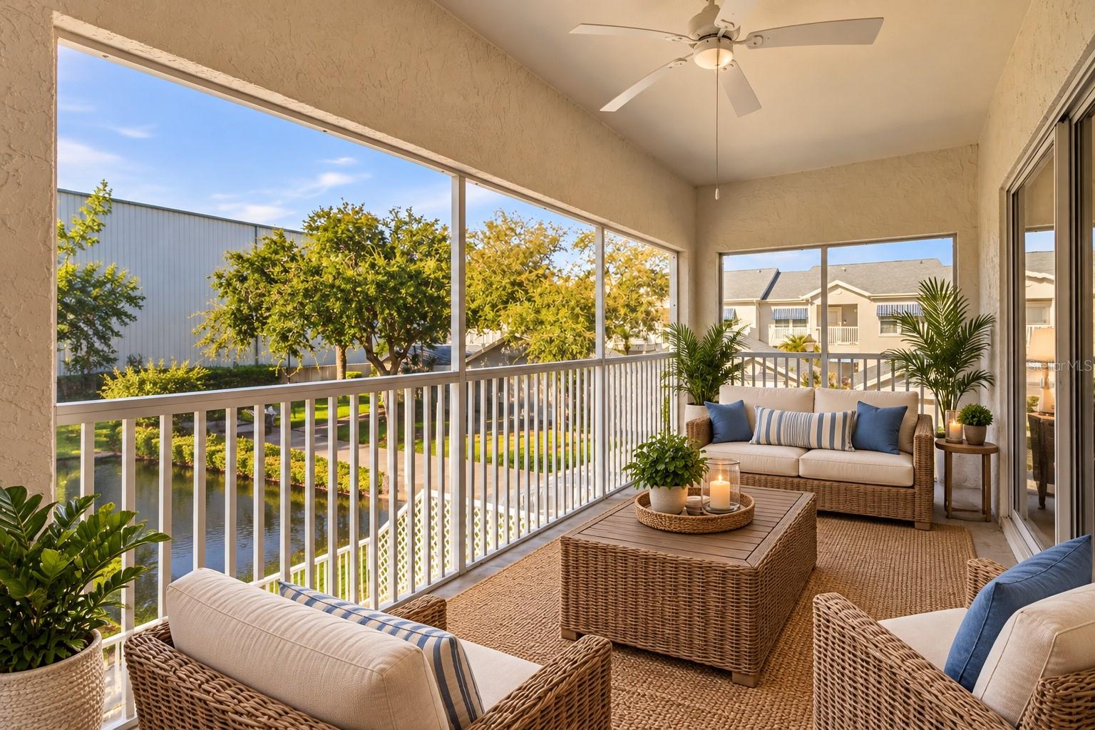 Virtual Staged Screened in Balcony / Porch
