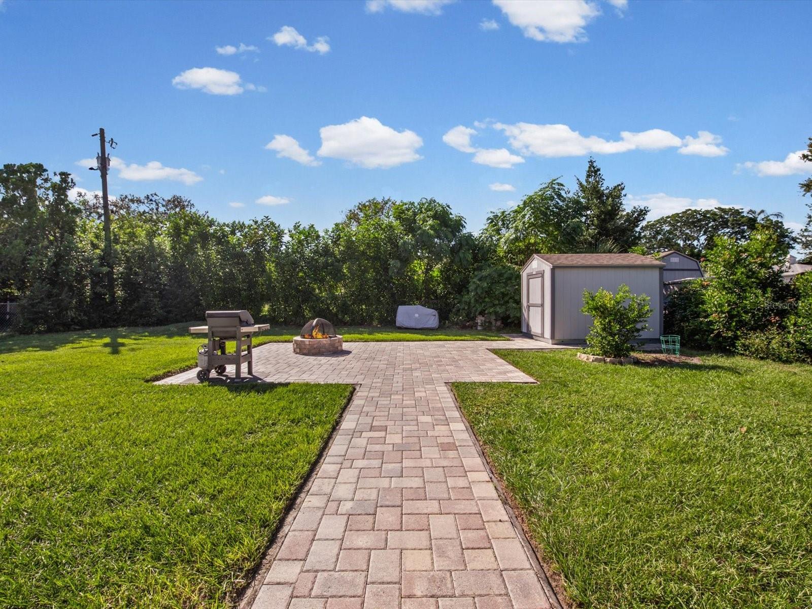 Oversized patio area and shed