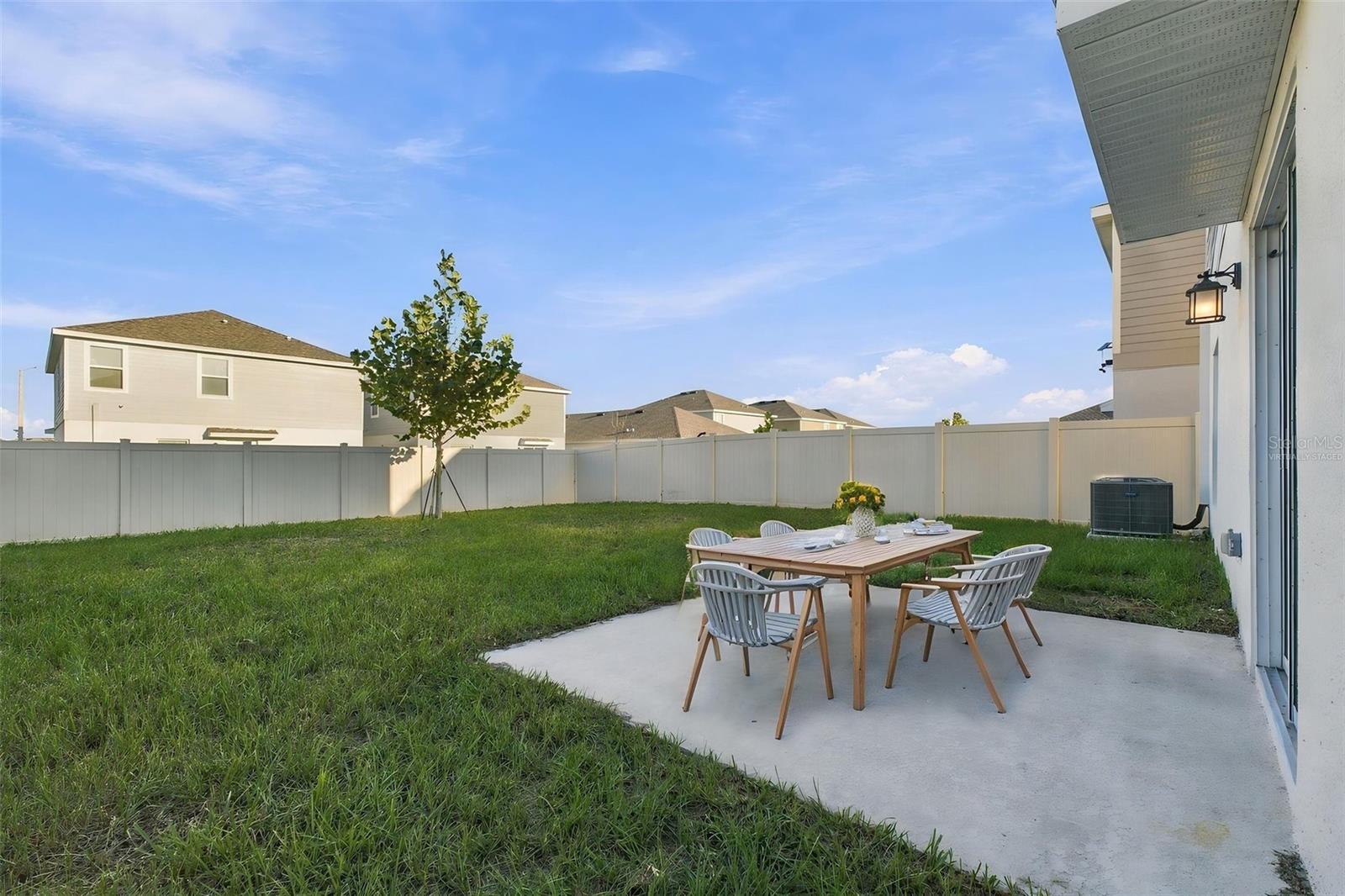 Back Patio and Fenced Yard - Virtually Staged