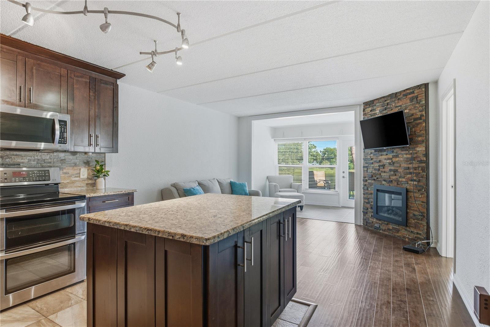Kitchen flows into family room
