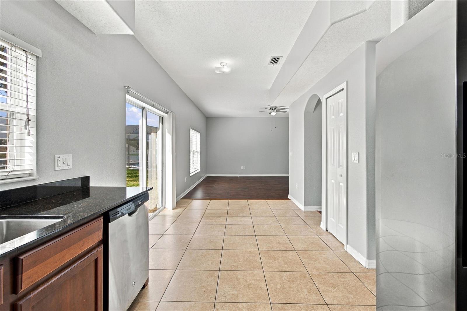 Easy Access from kitchen to Dinette, Family Room, Guest Bathroom, to Dining Room/Living room
