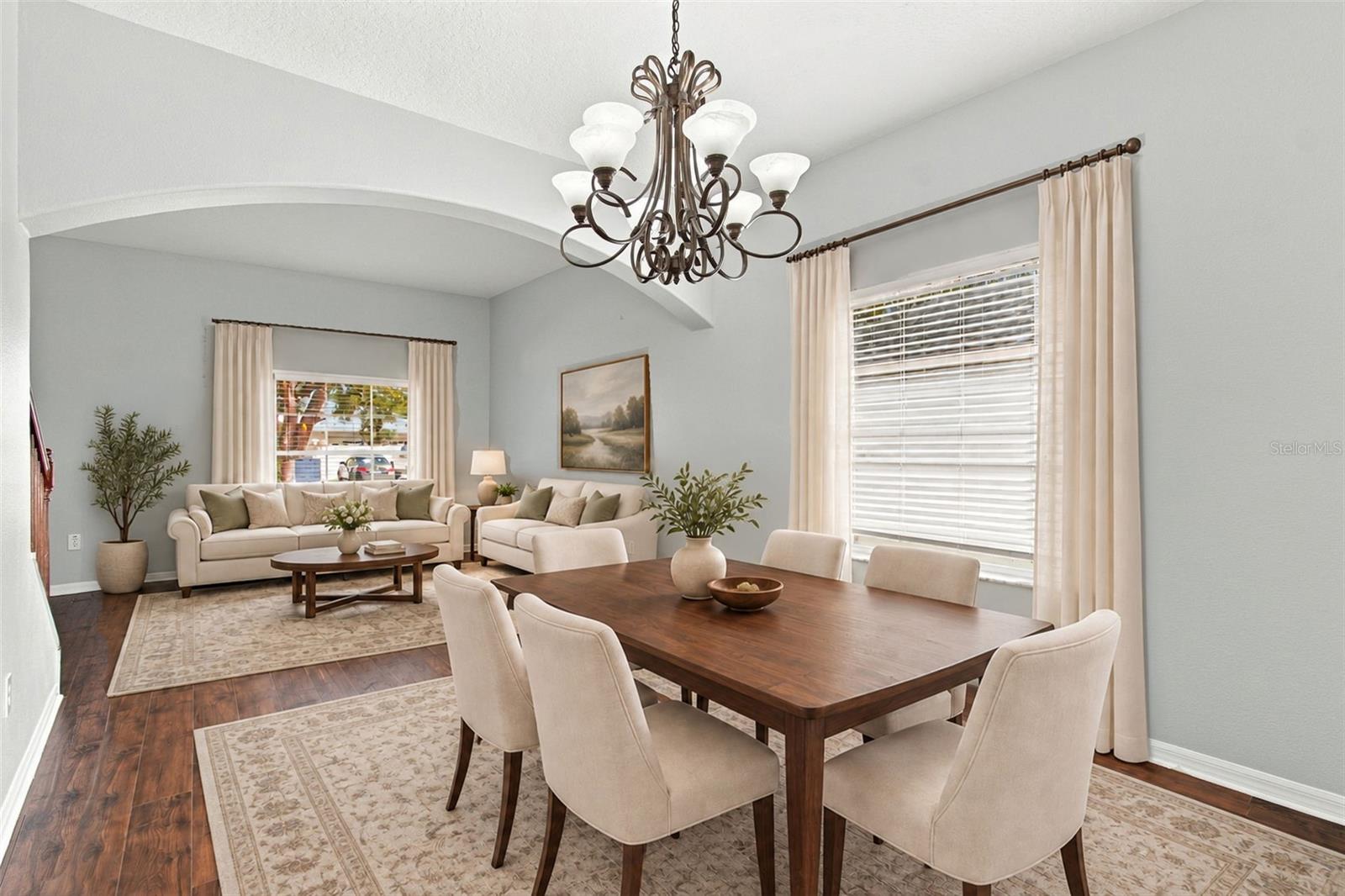 Virually Staged. Living Room and Dining Room