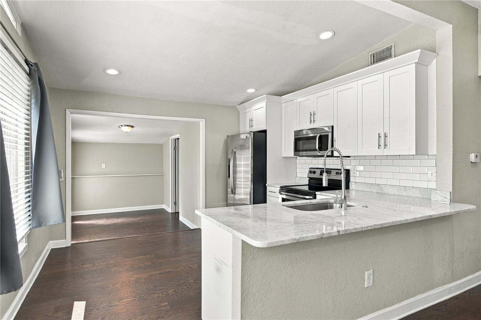 Open concept with breakfast bar