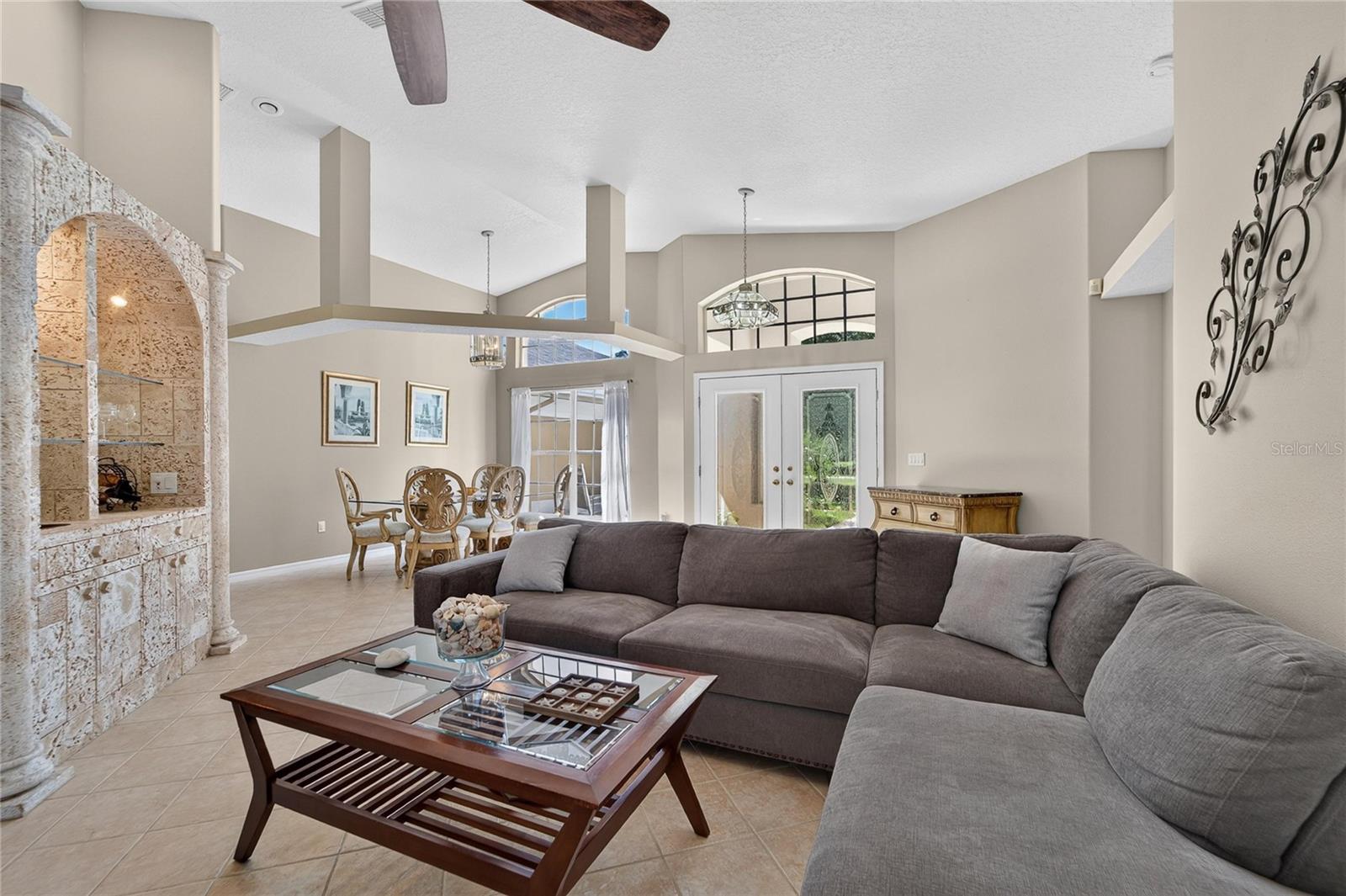 Formal living room with wet bar