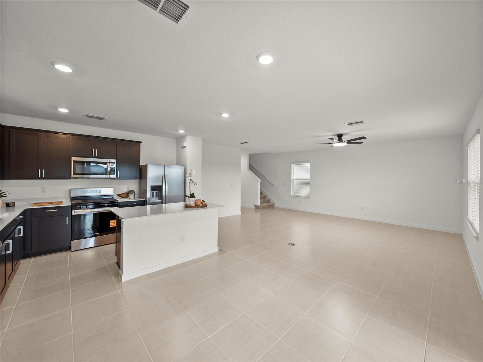 Open Main Living/Dining and Kitchen Area