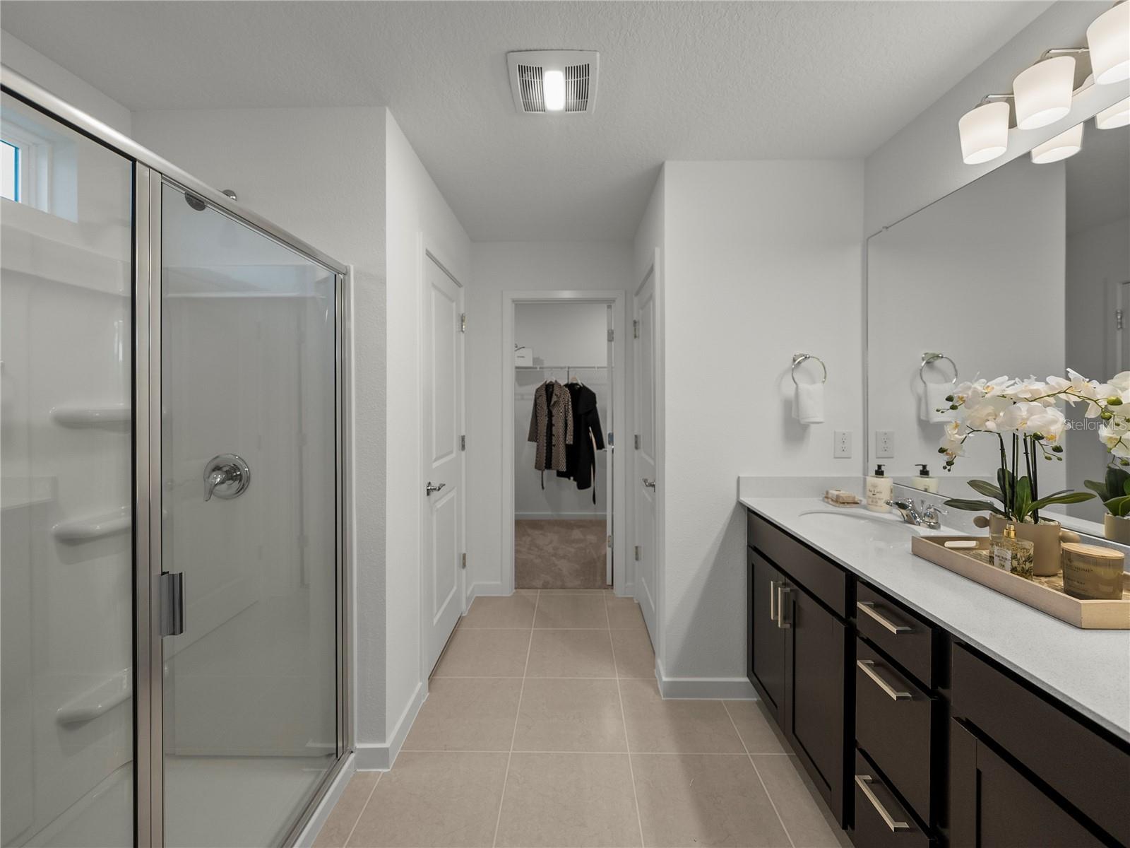 Primary Suite Bath with Dual Sinks, Large Enclosed Walk in Shower