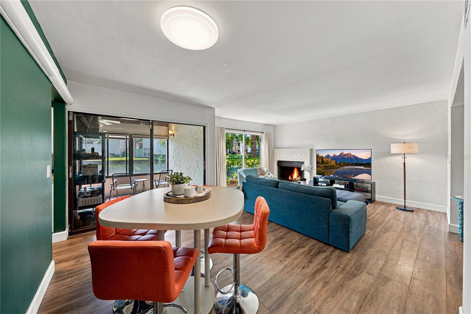 Light and Bright Luxury Vinyl Plank Flooring throughout Great Room