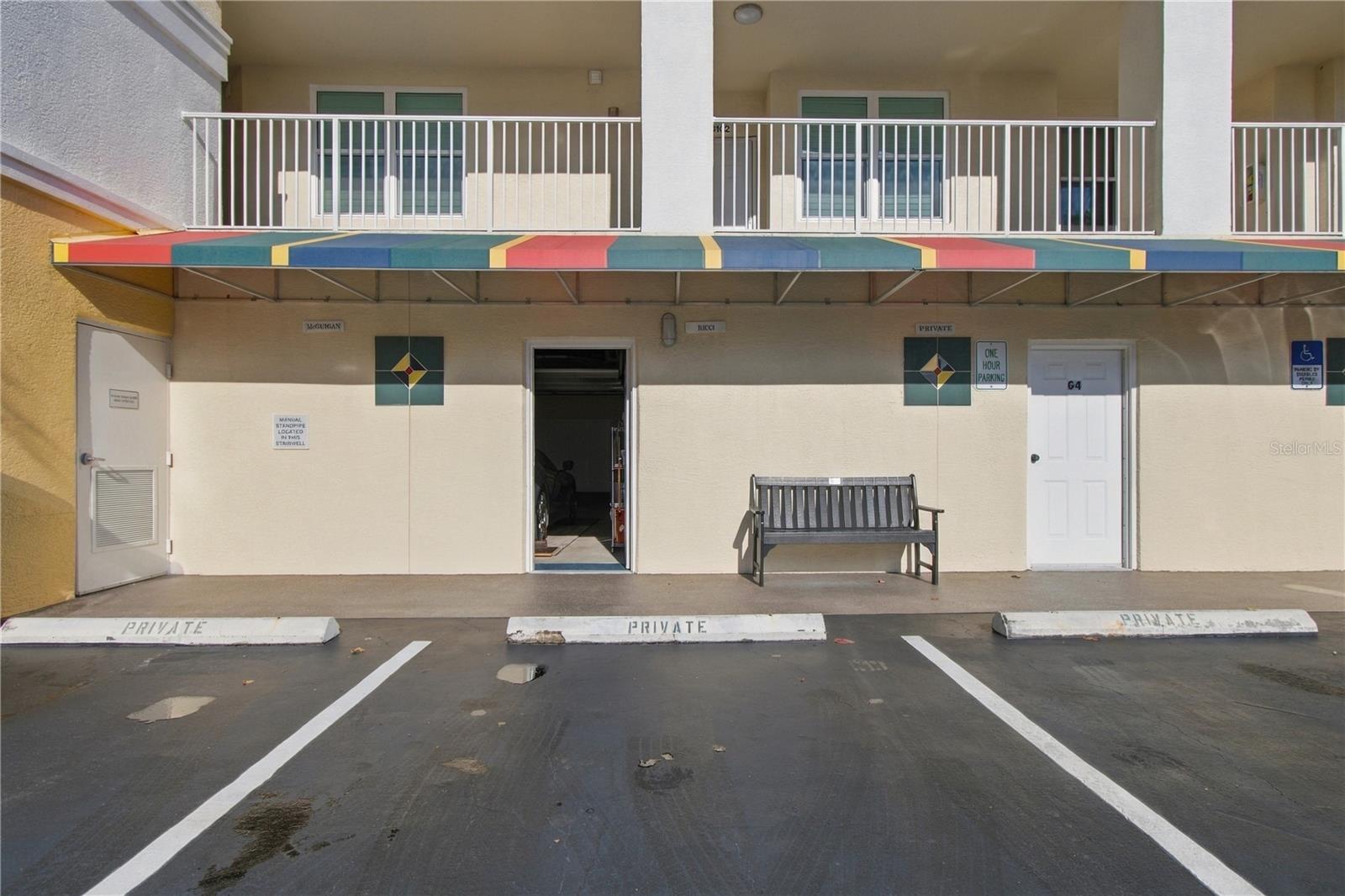 Parking front of building right below unit