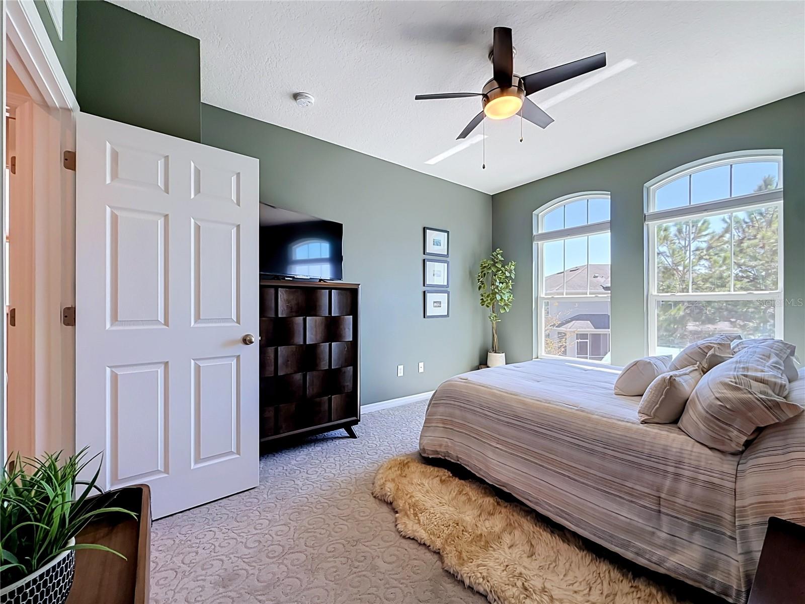 2nd Bedroom with beautiful pond view and walk-in closet