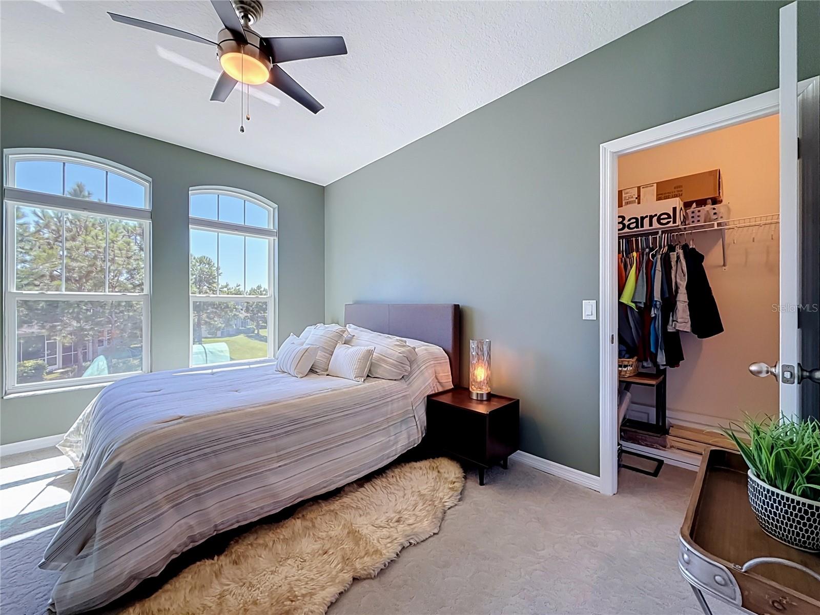 2nd Bedroom with beautiful pond view and walk-in closet