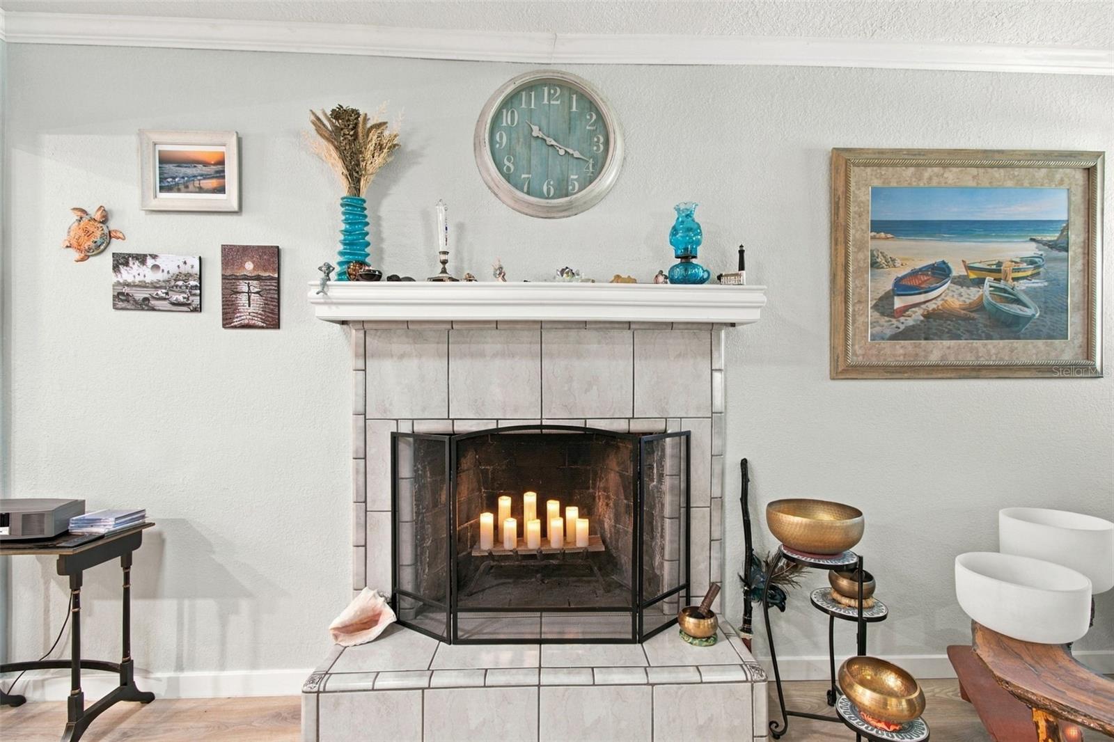 wood burning fireplace