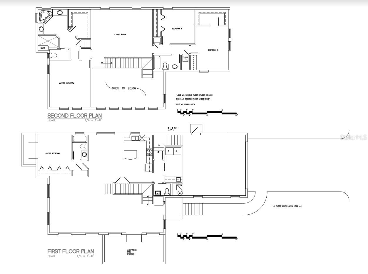 First floor and Second Story Floor house plans for the two story home with a roof. Drawing to scale- to fit within the City of Tampa building footprint on the homesite that was has been approved on the PUD from City of Tampa
