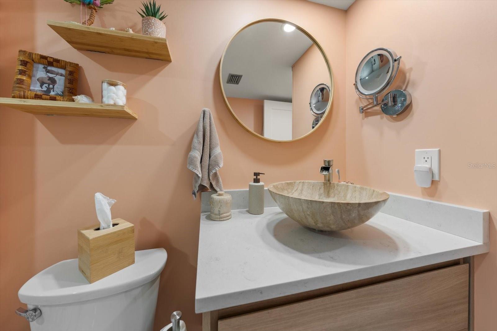 Guest bath-a work of art for your guests with attractive decor & details