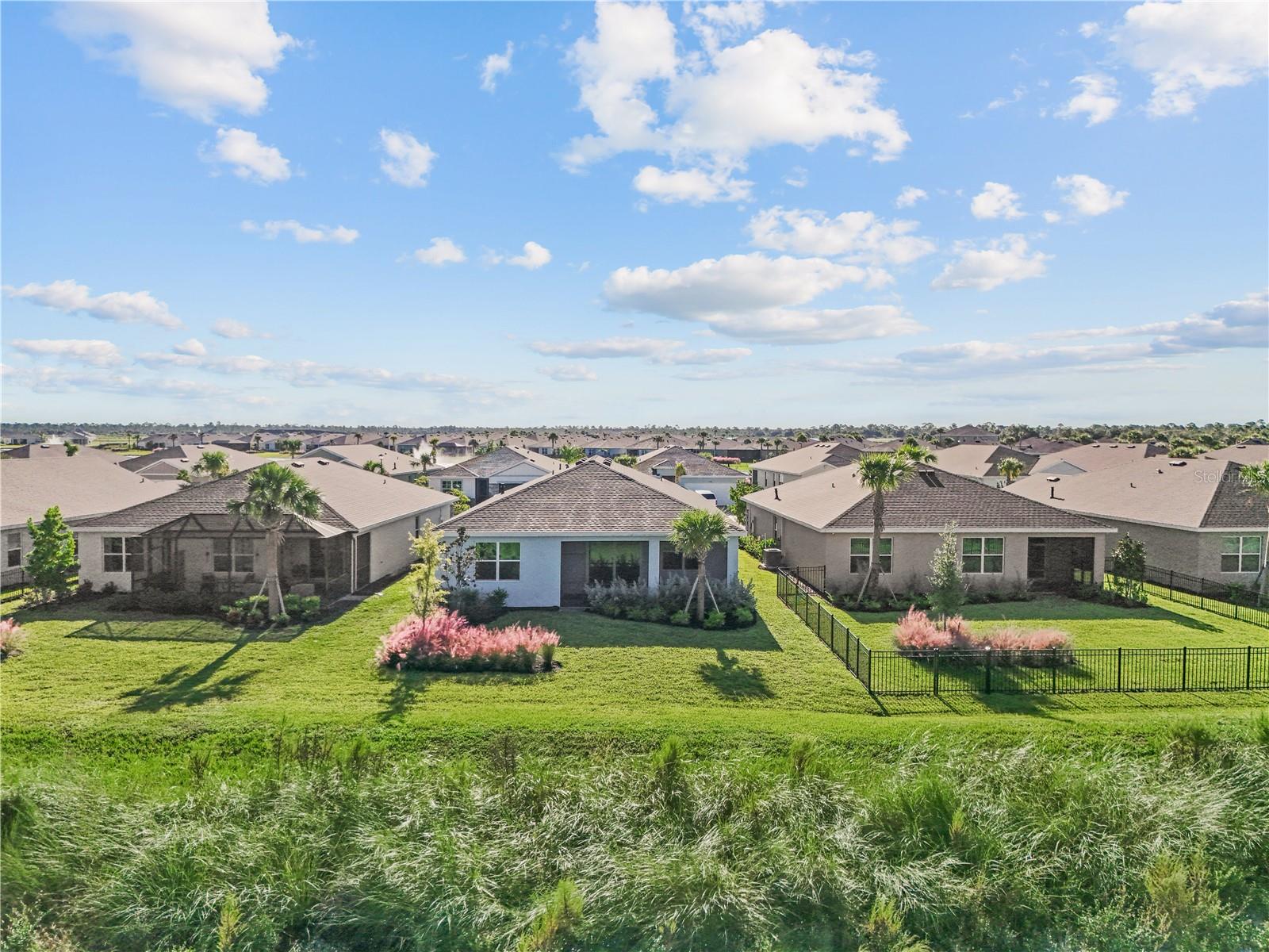 Drone view of back of home.
