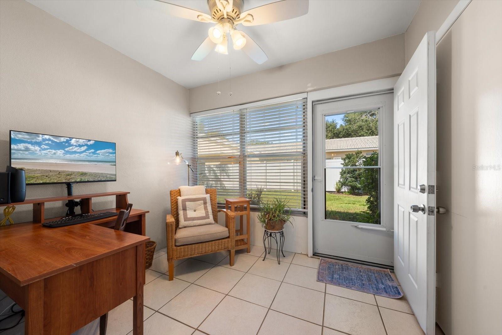 Enclosed sunroom with storage closet,