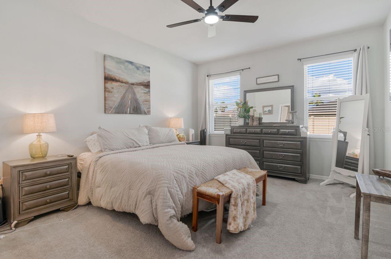 Primary Bedroom has plenty of room for furniture, king bed shown.