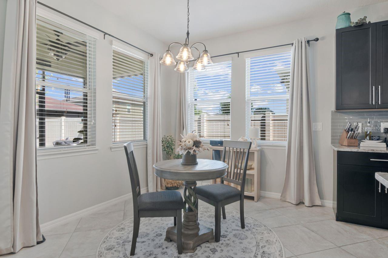 Plenty of room for bigger table if desired. Great natural light.